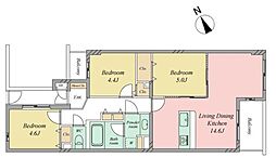 マイキャッスル調布 3LDKの間取図画像