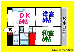 カーソルサヴァリンア 2階2DKの間取り