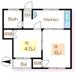 東京メトロ有楽町線 豊洲駅 徒歩10分の賃貸マンション 4階2Kの間取り