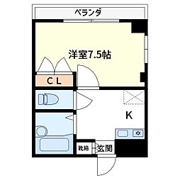 5・マルゴ 2階1Kの間取り