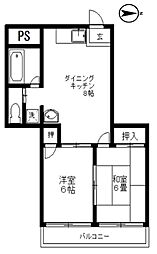 シェモア・モリタ 2階2DKの間取り