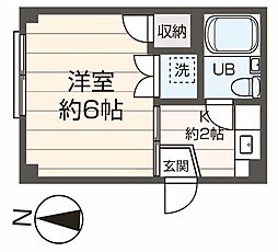 ベリルハイツ 3階1Kの間取り