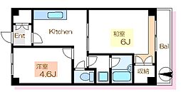 加賀見コート 2Kの間取図画像