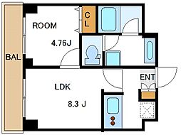 プラザ木場 1LDKの間取図画像