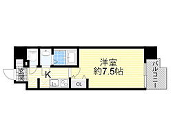 エスリード新大阪コンフォール2番館 6階1Kの間取り