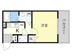 レジア内本町 1階1Kの間取り