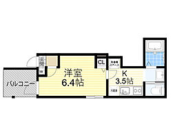 MELDIA下新庄 2階1Kの間取り