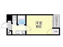 ブランドハイム 2階1Kの間取り