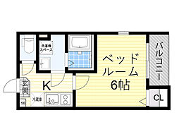 Emia千里丘 1階1Kの間取り