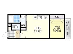 HARU千里山東 2階1LDKの間取り