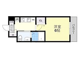 エステムコート新大阪8レヴォリス 3階1Kの間取り