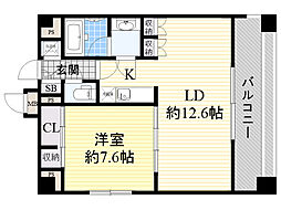 レジディア江坂 13階1LDKの間取り