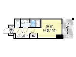 エスリード新北野アーデル 1Kの間取図画像