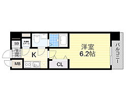 エスリード大阪シティグランツ 1Kの間取図画像