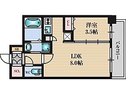 SEST新大阪 1LDKの間取図画像