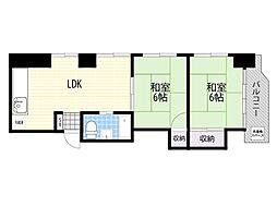新大阪第2ダイヤモンドマンション 2LDKの間取図画像