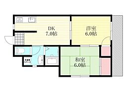 メゾンエルセビア 2DKの間取図画像