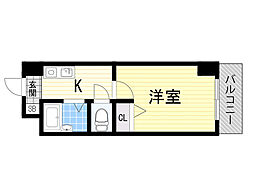ノルデンハイム淡路D棟 1Kの間取図画像