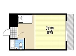 リバーエステート ワンルームの間取図画像
