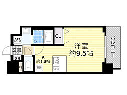 プレサンス新大阪クレスタ ワンルームの間取図画像