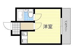 ミフネセントラルベア東三国 ワンルームの間取図画像