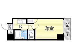 クレハタワーズ東中島 1Kの間取図画像