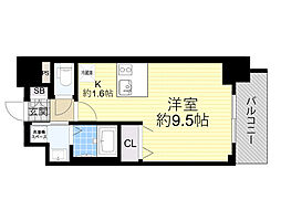 プレサンス新大阪クレスタ ワンルームの間取図画像