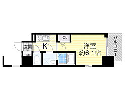 エスリード新大阪ザ・プレミアEAST 1Kの間取図画像