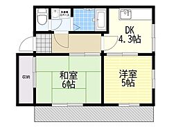 メゾン・ブラン・エ・ベール 2DKの間取図画像