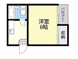 セントラルハイツ 1Kの間取図画像