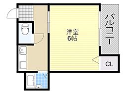 グローリーワン 1Kの間取図画像