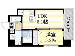 エステート御幣島 1LDKの間取図画像