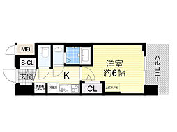 プレリスNEO大阪十三エルヴィオン 1Kの間取図画像