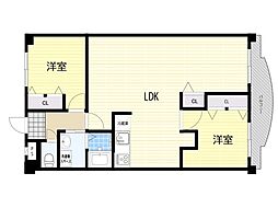 パークハイツアイリス2号館 2LDKの間取図画像