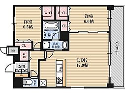 グランルクレ新大阪 2LDKの間取図画像