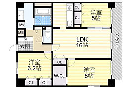 グランルクレ新大阪 3LDKの間取図画像