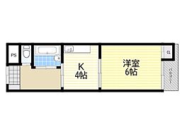 エクト1 1Kの間取図画像
