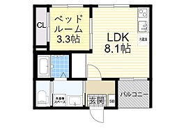 グランメゾン福 1LDKの間取図画像