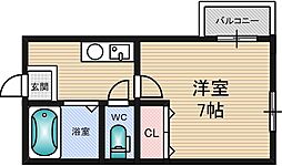 ミングル豊新セリオ 1Kの間取図画像