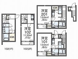 レオネクストゆず 1Kの間取図画像
