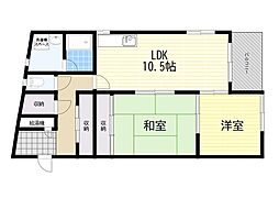 リンデン北桜塚コーポ 2LDKの間取図画像
