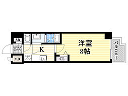 フェニックス新大阪 1Kの間取図画像
