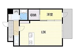 Alivis三国本町 1LDKの間取図画像