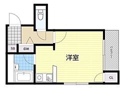 サンキャッスル十三 1Kの間取図画像