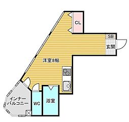 クリスタルビュー豊中南 ワンルームの間取図画像
