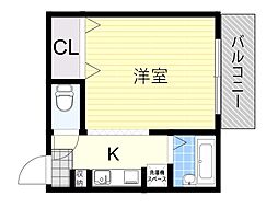 カーサヴィエント 1Kの間取図画像