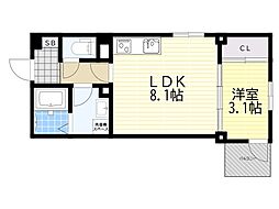 ARCA豊中曽根 1LDKの間取図画像