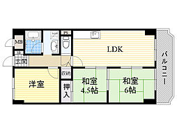 キャピタルハイツ姫里 3LDKの間取図画像