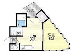 クリスタルビュー豊中南 1LDKの間取図画像