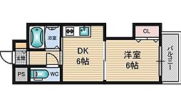 有馬パレス新大阪 1DKの間取図画像